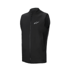 Alpinestars A-Dura Thermoweste, Schwarze Fahrradweste, mit durchgehendem Front-Reißverschluss und kleinem reflektierendem Alpinestars-Logo auf der Brust, seitlichen Reißverschlusstaschen, leichtes, isoliertes Design für Mountainbiking bei kaltem Wetter