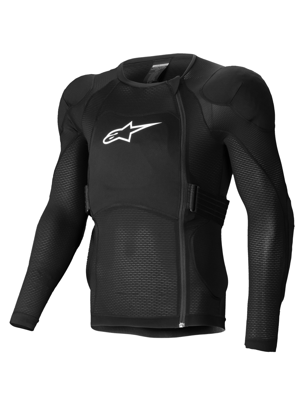 Alpinestars A-Impact Plasma Protection Jacket Long Sleeve, Mountain Biking Protection Jacket in Black with white logo, featuring CE Level 2 Nucleon Plasma armor and breathable stretch mesh construction