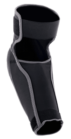 Alpinestars Vector Ellbogenschützer, MTB-Ellbogenschutz, Schwarz und Anthrazitgrau, zweiteilige Konstruktion mit elastischen Riemen oben und unten, Klettverschlüssen und Ausschnitt für flexible Bewegungsfreiheit