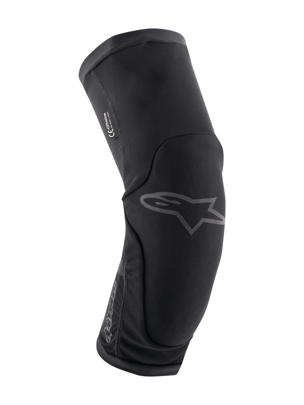 Alpinestars Paragon Plus Knieschützer, Mountainbike-Knieschutz, Schwarz, ergonomisch geschwungenes Design mit atmungsaktivem Stretch-Mesh, Slip-on-Design, dezentes graues Astar-Logo auf der Vorderseite