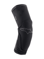 Alpinestars Paragon Plus Knieschützer, Mountainbike-Knieschutz, Schwarz, ergonomisch geschwungenes Design mit atmungsaktivem Stretch-Mesh, Slip-on-Design, dezentes graues Astar-Logo auf der Vorderseite