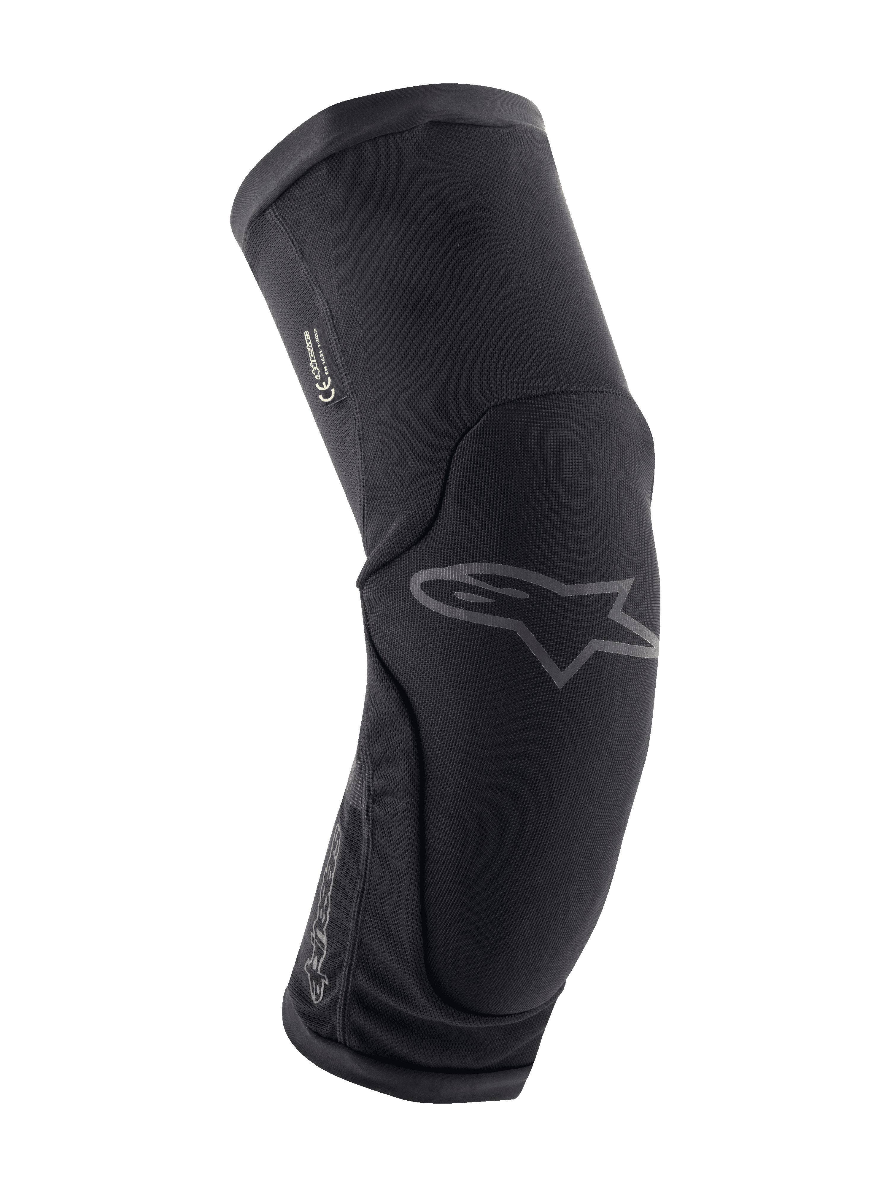 Alpinestars Paragon Plus Knieschützer, Mountainbike-Knieschutz, Schwarz, ergonomisch geschwungenes Design mit atmungsaktivem Stretch-Mesh, Slip-on-Design, dezentes graues Astar-Logo auf der Vorderseite