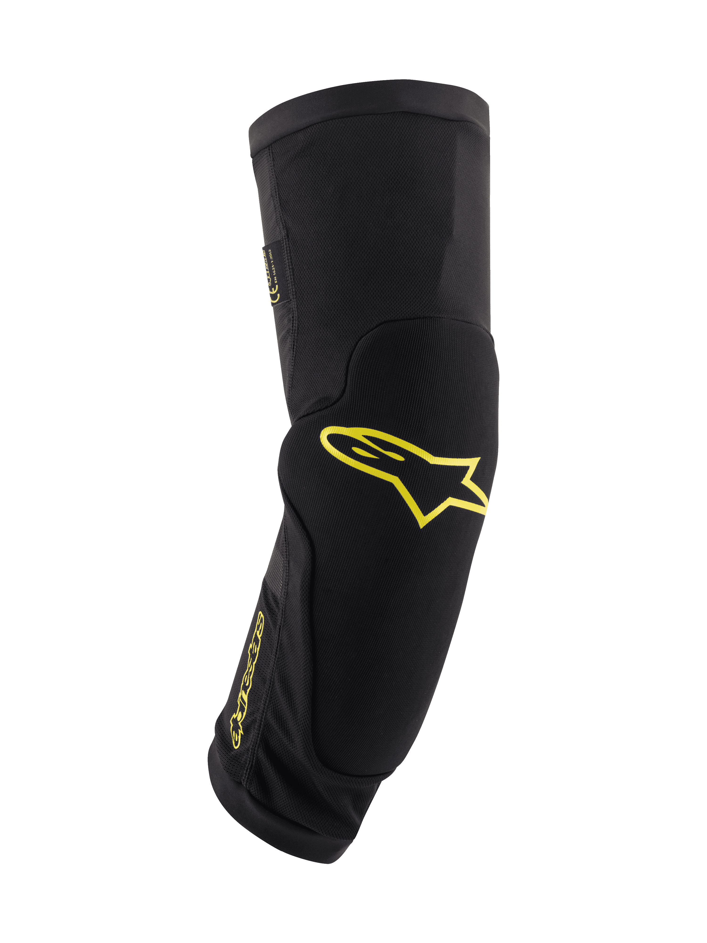 Alpinestars Paragon Plus Knee Protectors, Black with Acid Yellow Logos, Mountain Bike Protective Gear, tubular slip-on sleeve with integrated padding, breathable mesh and durable textured fabric