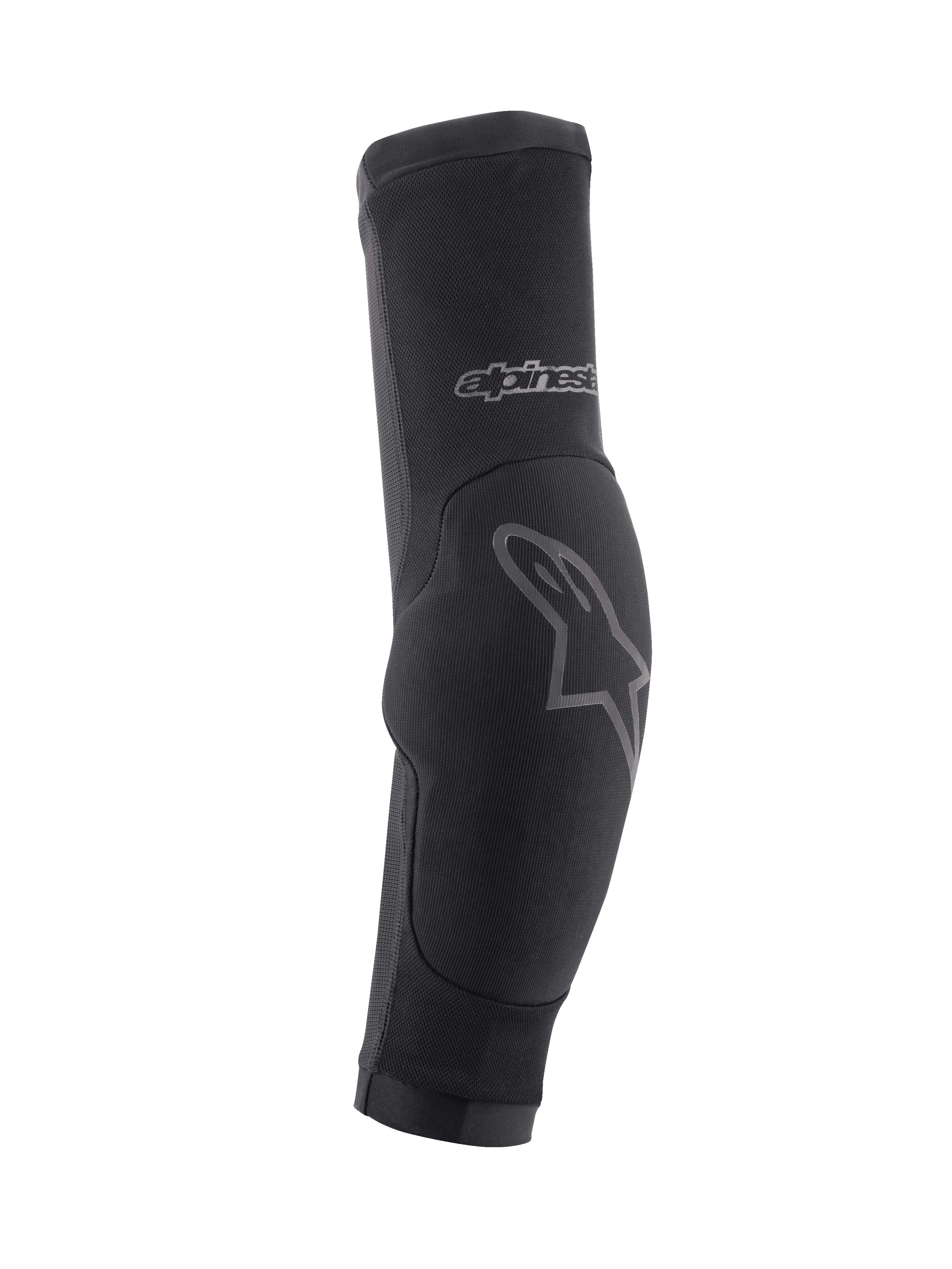 Alpinestars Paragon Plus Ellbogenschützer, MTB-Ellbogenschützer, Schwarz mit grauen Logo-Akzenten, Slip-on-Design mit gepolstertem Ellbogenbereich und atmungsaktivem Mesh-Material, Schutzausrüstung für den Offroad-Radsport