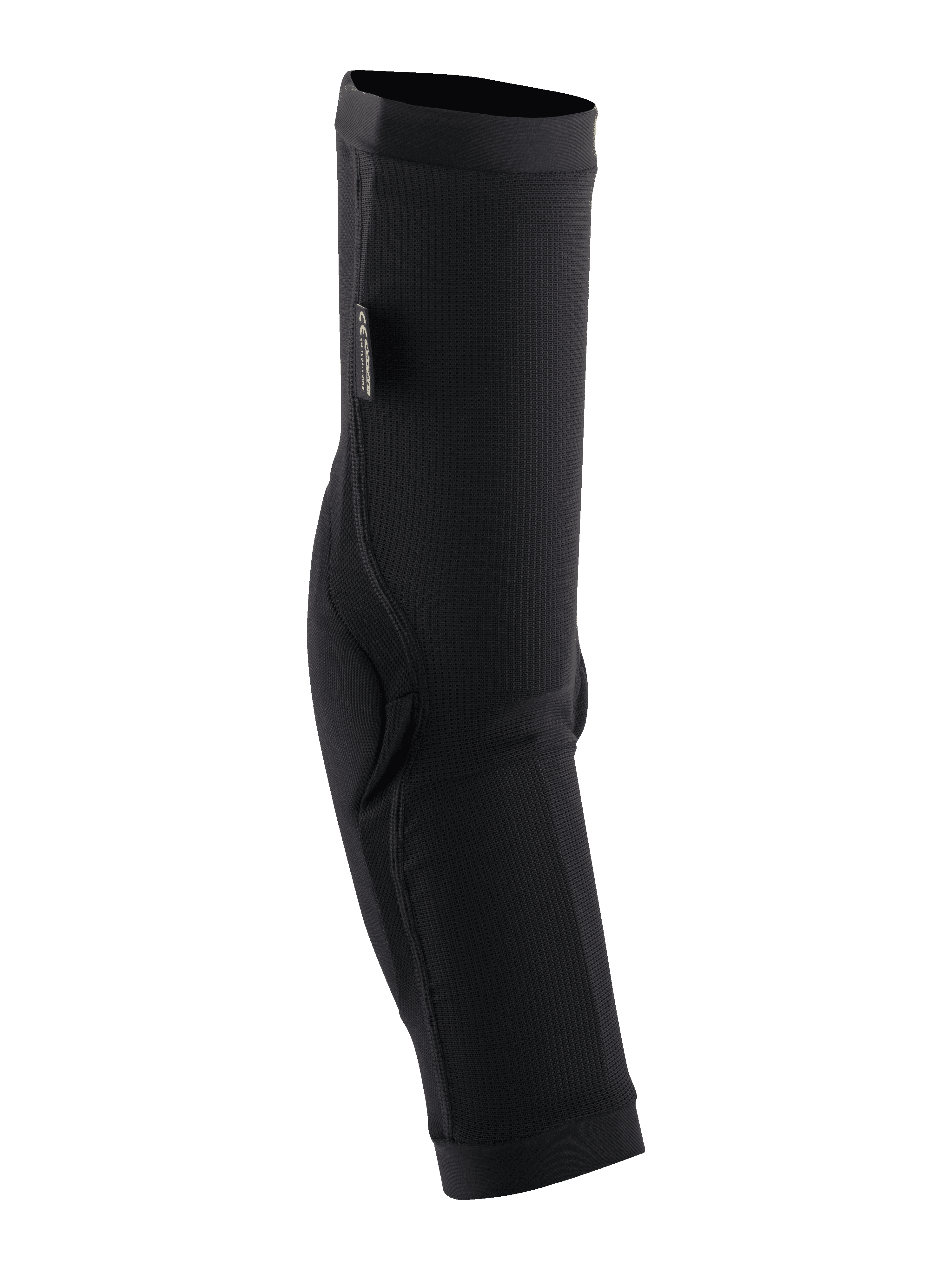 Alpinestars Paragon Plus Elbow Protectors, Black, slip-on mountain bike elbow guards featuring a breathable mesh sleeve and reinforced padding for off-road protection.