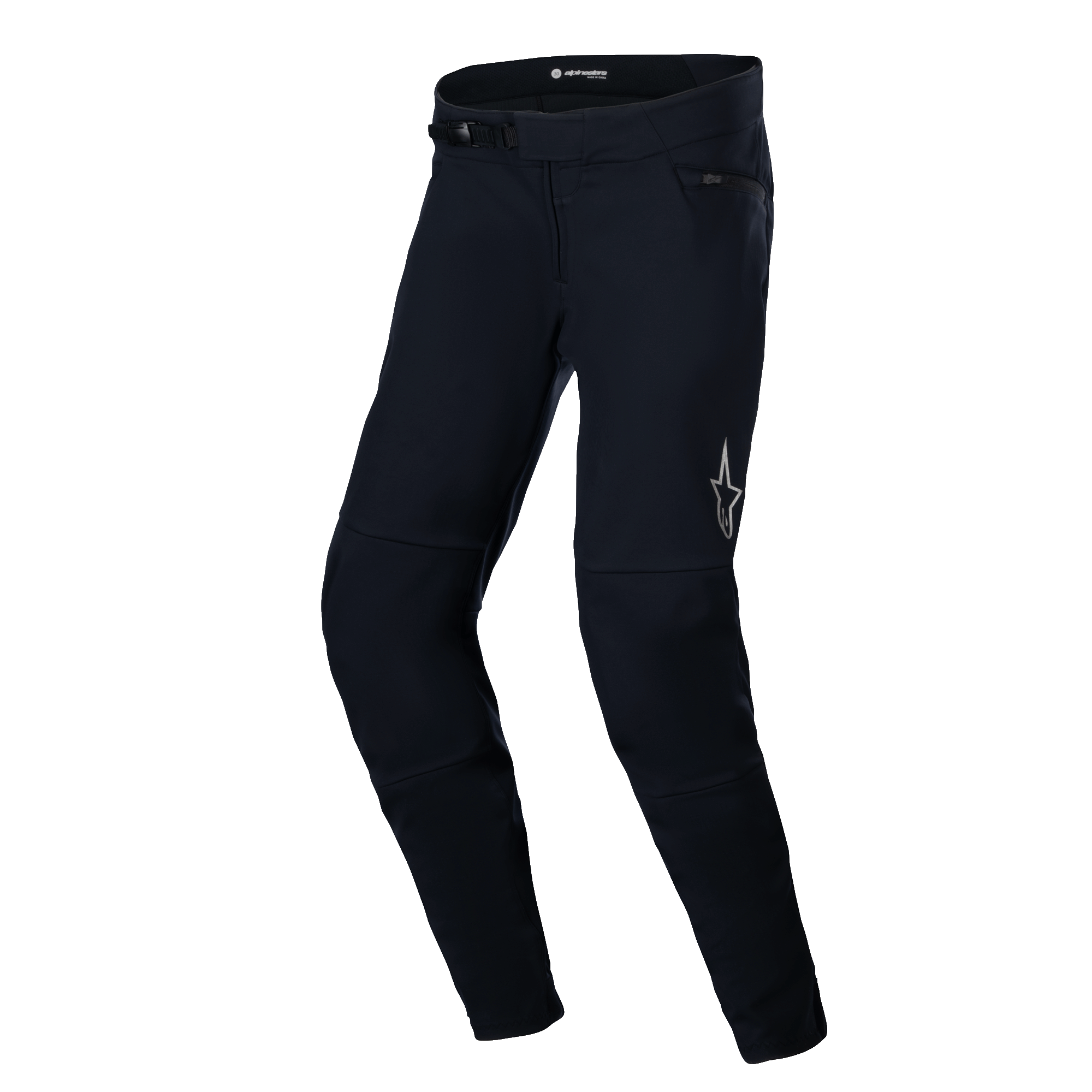 Alpinestars A-Dura Thermal Hose, Mountainbike-Hose, Schwarz, mit einer robusten Nylon-Außenschale, einem Ratschenverschlusssystem, einem reflektierenden Stern-Logo auf dem linken Oberschenkel und einer anatomisch vorgeformten Form für Offroad-Fahrkomfort.