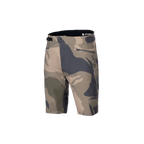 Alpinestars A-Dura Camo Liner Shorts, Men's MTB Cycling Shorts, Camo and Brown, durable 2-way stretch fabric with zippered mesh-lined pockets and adjustable side waist cinch