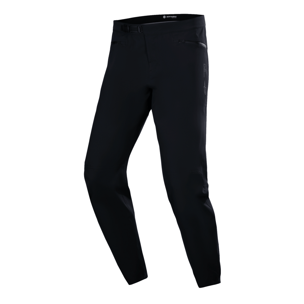 Alpinestars A-Dura wasserdichte Hose, MTB-Fahrradhose, Schwarz, technisches Slim-Fit-Design mit seitlichen Reißverschlusstaschen und Ratschenverschluss am Bund, glattes wasserdichtes Material, minimalistische Performance-Ausrüstung für das Mountainbiken