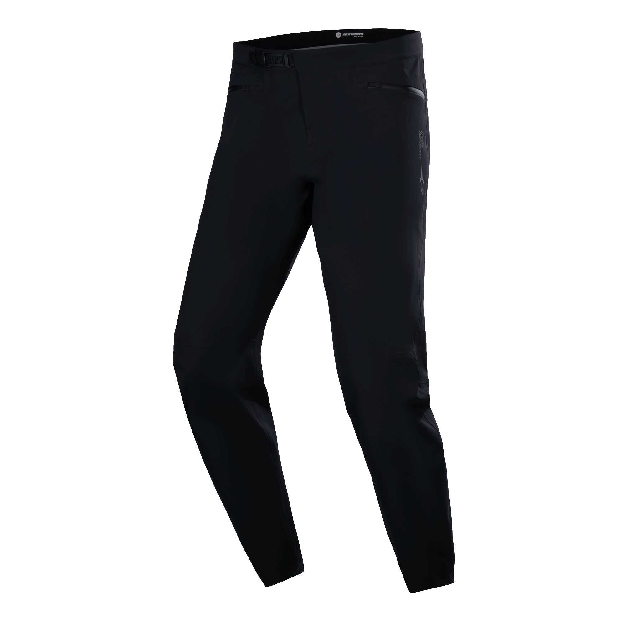 Alpinestars A-Dura wasserdichte Hose, MTB-Fahrradhose, Schwarz, technisches Slim-Fit-Design mit seitlichen Reißverschlusstaschen und Ratschenverschluss am Bund, glattes wasserdichtes Material, minimalistische Performance-Ausrüstung für das Mountainbiken