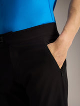 Black A-Dura Ride Shorts featuring a secure zippered side pocket and durable stretch fabric for mountain bike performance.