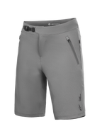 Graue Alpinestars A-Dura Ride MTB-Shorts mit 4-Wege-Stretch, Ratschenverschluss und Reißverschlusstaschen.