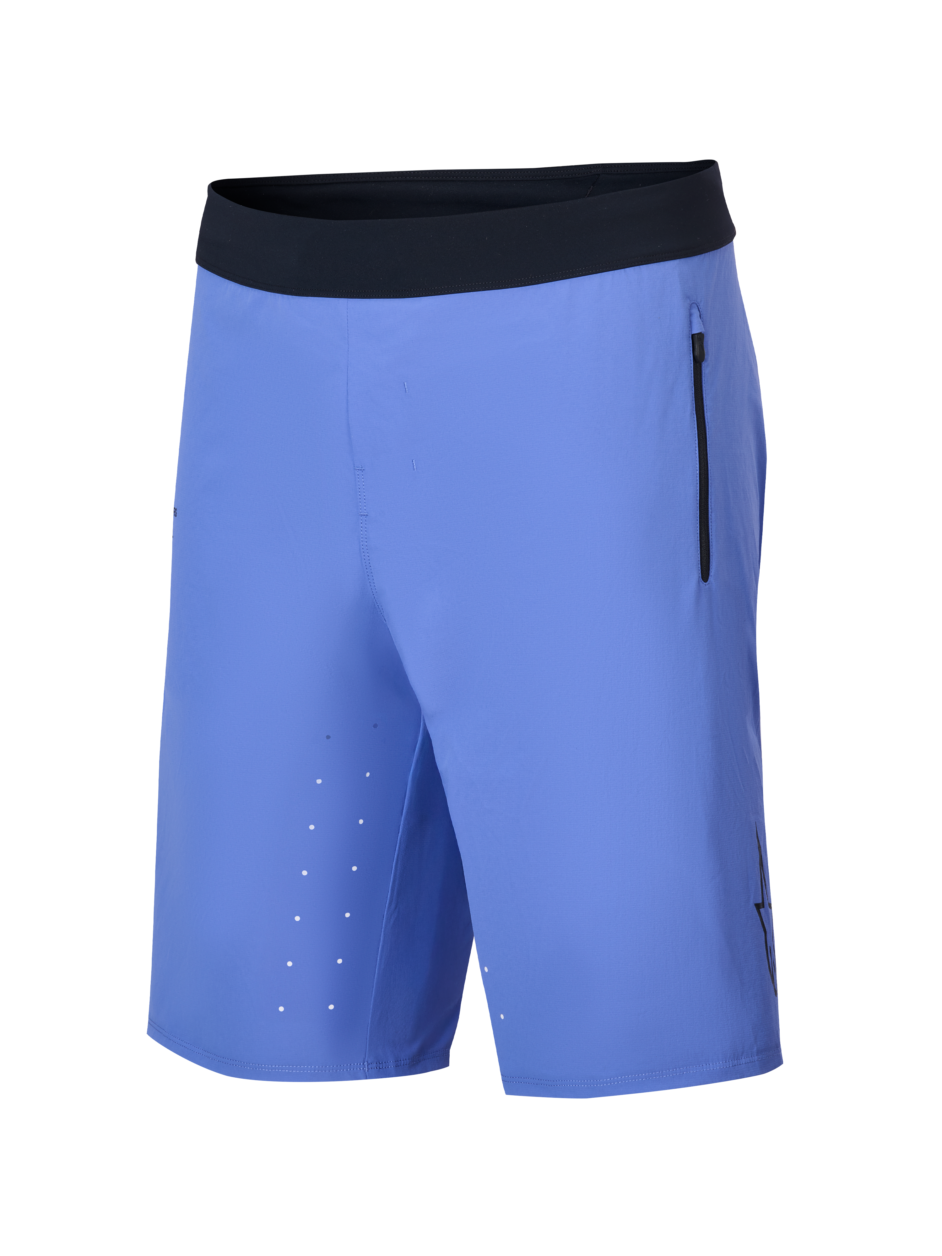 Alpinestars A-Aria Lite Short, Mountainbike-Shorts, Baja Blue, mit schwarzem, ultraweichem Bund, vertikaler Seitentasche mit Reißverschluss, lasergeschnittenen Belüftungslöchern am Innenoberschenkel und einer leichten Performance-Passform für Trail-Riding.