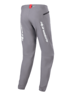 Alpinestars A-Dura Elite Hose, MTB-Hose, Dunkelgrau, Rückansicht mit weißem Alpinestars-Branding an den Beinen, kleines rotes Etikett am Bund und Reißverschlusstasche, technisches Design für Mountainbiking