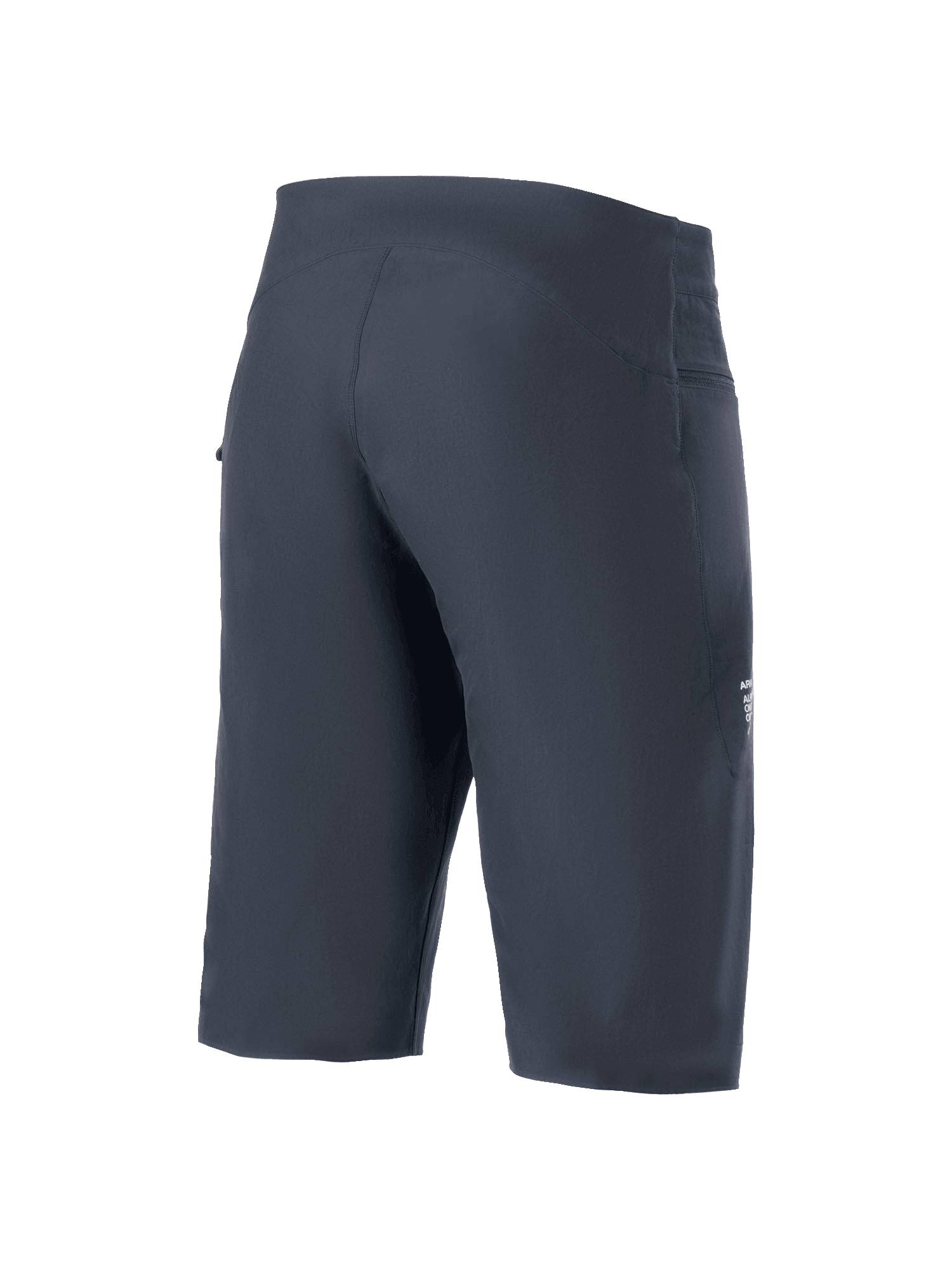 Alpinestars A-Aria Shorts, Mountain Bike Shorts, Black, rear three-quarter view, ergonomic performance fit, technical 4-way stretch fabric, subtle side branding, MTB cycling apparel