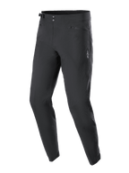 Alpinestars A-Dura Hose, Mountainbike-Hose, Schwarz, mit doppeltem Druckknopfverschluss, seitlichen Verstellern, Reißverschlusstaschen mit Mesh-Futter und einem weißen Astars-Logo am Oberschenkel, langlebiges Design für den Offroad-Einsatz.