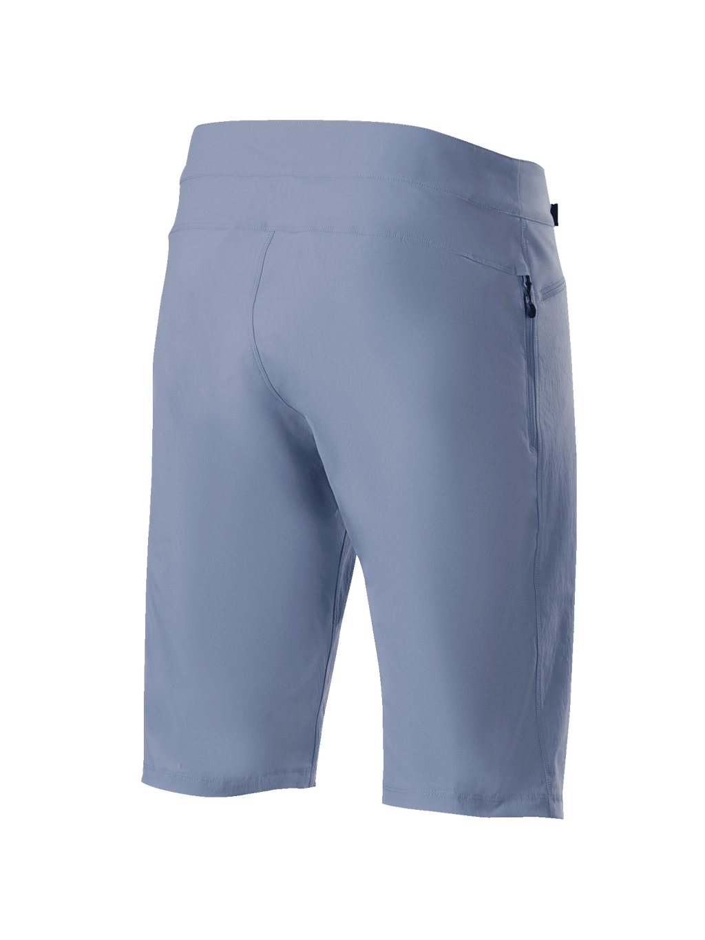 Alpinestars A-Dura Shorts, Infinity Blue, MTB-Radshorts, Rückansicht mit Reißverschlusstasche und technischem Stretch-Gewebe, strapazierfähige Offroad-Bekleidung