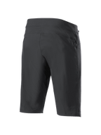 Alpinestars A-Dura Liner Shorts, schwarze MTB-Shorts, Dreiviertel-Rückansicht, mit einer seitlichen Reißverschlusstasche, strapazierfähigem Stretchgewebe und einem stromlinienförmigen, sportlichen Design für den Offroad-Radsport