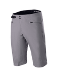 Alpinestars A-Dura Liner Shorts, dunkelgraue MTB-Mountainbike-Shorts, doppelter Druckknopfverschluss vorne mit verstellbarer seitlicher Schnalle, Reißverschlusstaschen, strapazierfähiges 2-Wege-Stretch-Textilgewebe, Astars-Logo an der Seite, schwarzer Innenbund