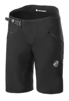 Alpinestars Stella Drop Algorithm Damen-Shorts, Mountainbike-Shorts, Schwarz, mit Ratschenverschluss am Bund, vorderen Reißverschlusstaschen, laserperforierten Innennähten zur Belüftung, leichtes Performance-Gewebe mit Alpinestars-Logo am Bein