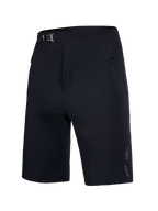 Schwarze Alpinestars A-Dura Ride Shorts für Jugendliche, robuste MTB-Hose mit Ratschenverschluss und Reißverschlusstaschen.
