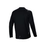 Alpinestars A-Dura Thermal Trikot, Rückansicht, Schwarz, langärmeliges Mountainbike-Trikot mit verlängerter Rückenpartie und texturiertem, isoliertem Gewebe, kleinem A-Dura-Branding und reflektierenden Akzenten.
