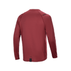 Alpinestars A-Dura Thermal Jersey, Langarm-Radsporttrikot, Burgunderrot, Rückansicht mit verlängertem Rückenteil für mehr Schutz, strukturiertes isoliertes Thermogewebe, minimalistisches Branding am Saum