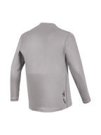 Alpinestars A-Dura Ride Langarm-Trikot, graue Rückansicht mit Jacquard-Struktur und dezentem MTB-Branding.