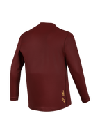 Alpinestars A-Dura Ride Langarm-Jersey in Bordeaux, Jacquard-Gewebe mit gelbem Logo auf der Rückseite