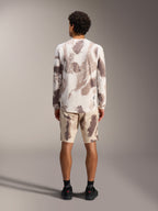 A-Dura Ride Langarm-Trikot in Sand Camo, Rückansicht aus recyceltem Polyester-Mix mit passenden MTB-Shorts.