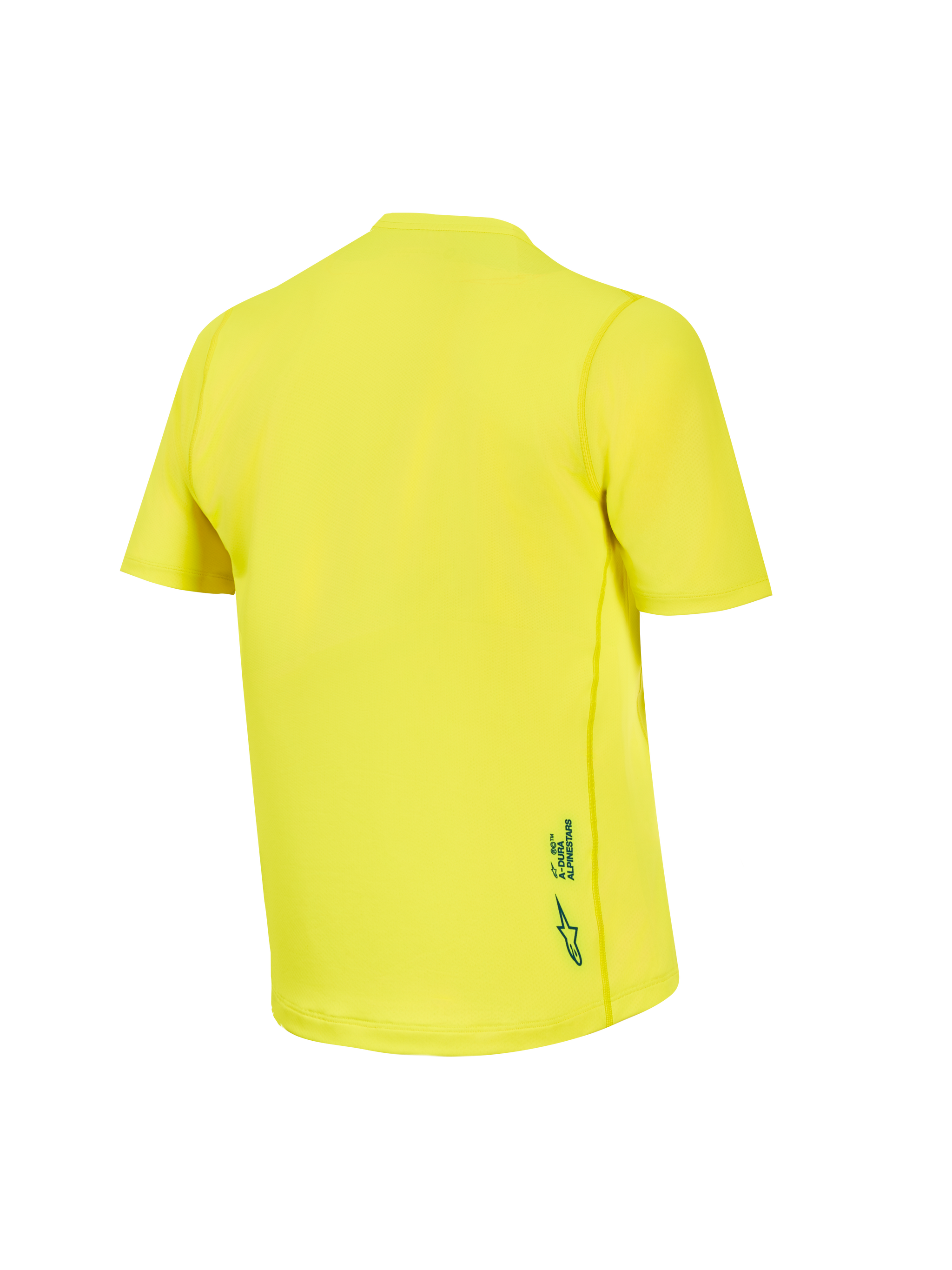 Yellow Fluo A-Dura Ride Short Sleeve Jersey, back view of the breathable jacquard poly-blend MTB top with logo detail.