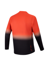 A-Dura ASTARS 2.0 Langarm-Jersey, Rückansicht mit orange-schwarzem Farbverlauf für High-Performance-MTB-Fahrten.