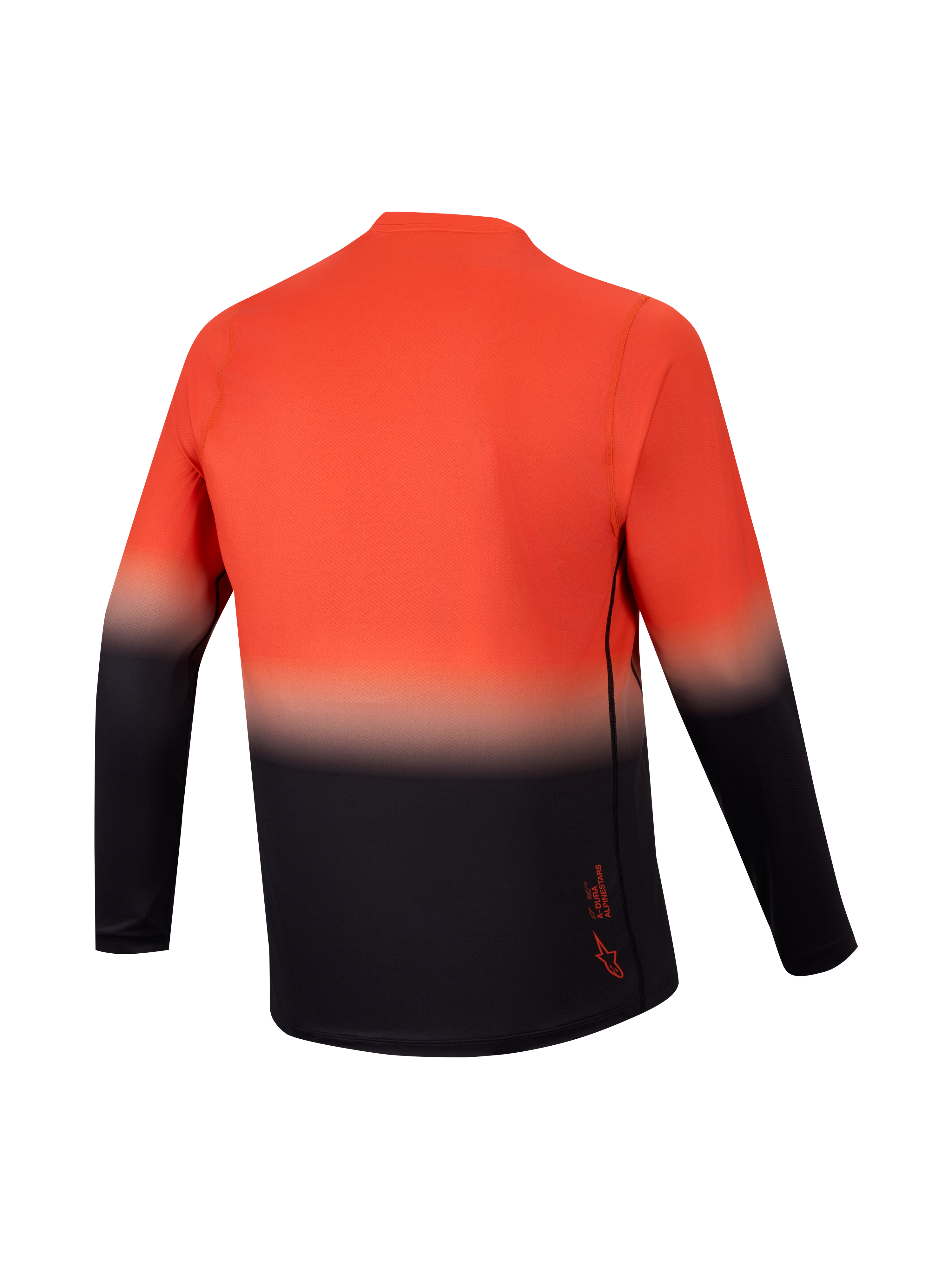 A-Dura ASTARS 2.0 Langarm-Jersey, Rückansicht mit orange-schwarzem Farbverlauf für High-Performance-MTB-Fahrten.