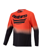 Alpinestars A-Dura ASTARS Jersey 2.0, orange-schwarzes Langarm-MTB-Trikot mit Farbverlauf und Logo auf der Brust.