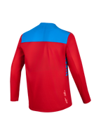Alpinestars A-Dura Elite Jersey 2.0 Long Sleeve, Red and Blue, back view showing trail-ready moisture-wicking fabric.