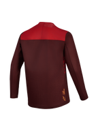 A-Dura Elite Trikot 2.0 in Bordeaux und Rot, langärmeliges MTB-Jersey mit Color-Blocking-Rücken und verlängertem Saum.