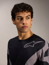 Black and grey A-Supra Elite Jersey, featuring the Alpinestars ASTARS logo on a micro-perforated MTB racing top.