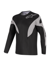 Alpinestars A-Supra Elite Jersey, a black long-sleeve MTB top with grey graphics and breathable micro-perforated fabric.