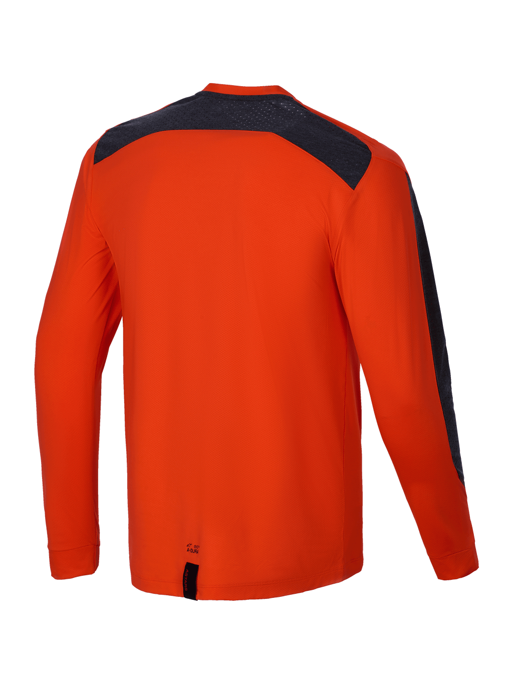 Alpinestars A-Dura Insert Astar Jersey, Long Sleeve MTB Mountain Bike Jersey, Spicy Orange, rear view showing durable textile construction and contrasting yoke inserts