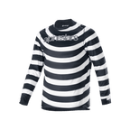 Alpinestars A-Aria Oscar Jersey, Long Sleeve MTB Jersey, Black and White spiral horizontal stripes, grey Alpinestars logo on the chest, lightweight and breathable performance cycling gear