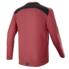 Alpinestars A-Dura Dri Astar Langarmtrikot, Burgund, Mountainbike-Trikot, Rückansicht mit schwarzem Mesh-Belüftungseinsatz an den Schultern, lange Ärmel, technisches Performance-Gewebe für Offroad-Radsport