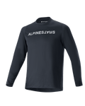 Alpinestars A-Aria Switch Long Sleeve Jersey, MTB Cycling Jersey, Black, bold white Alpinestars logo on chest, crew neck, lightweight breathable fabric, performance fit for off-road riding