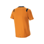 Alpinestars A-Dura Dri Wool Kurzarm-Trikot, Dark Gold, Rückansicht mit schwarzen Mesh-Einsätzen an den Schultern und längerem, abfallendem Saum, Performance-Radsportbekleidung