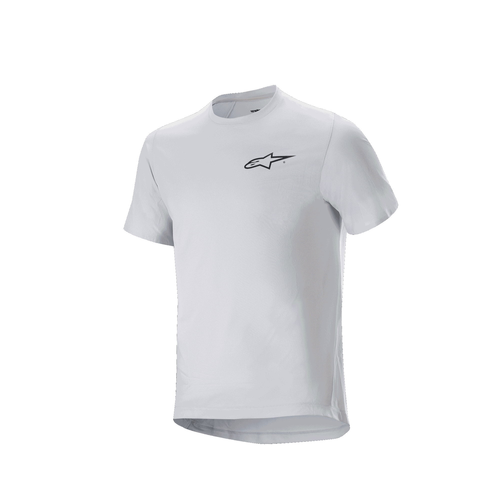 Alpinestars A-Aria Astar Trikot, Kurzarm-Radsporttrikot, White Dove, mit kleinem schwarzem Alpinestars-Logo auf der Brust, Performance-Passform mit verlängertem Rückenteil für MTB-Fahrten