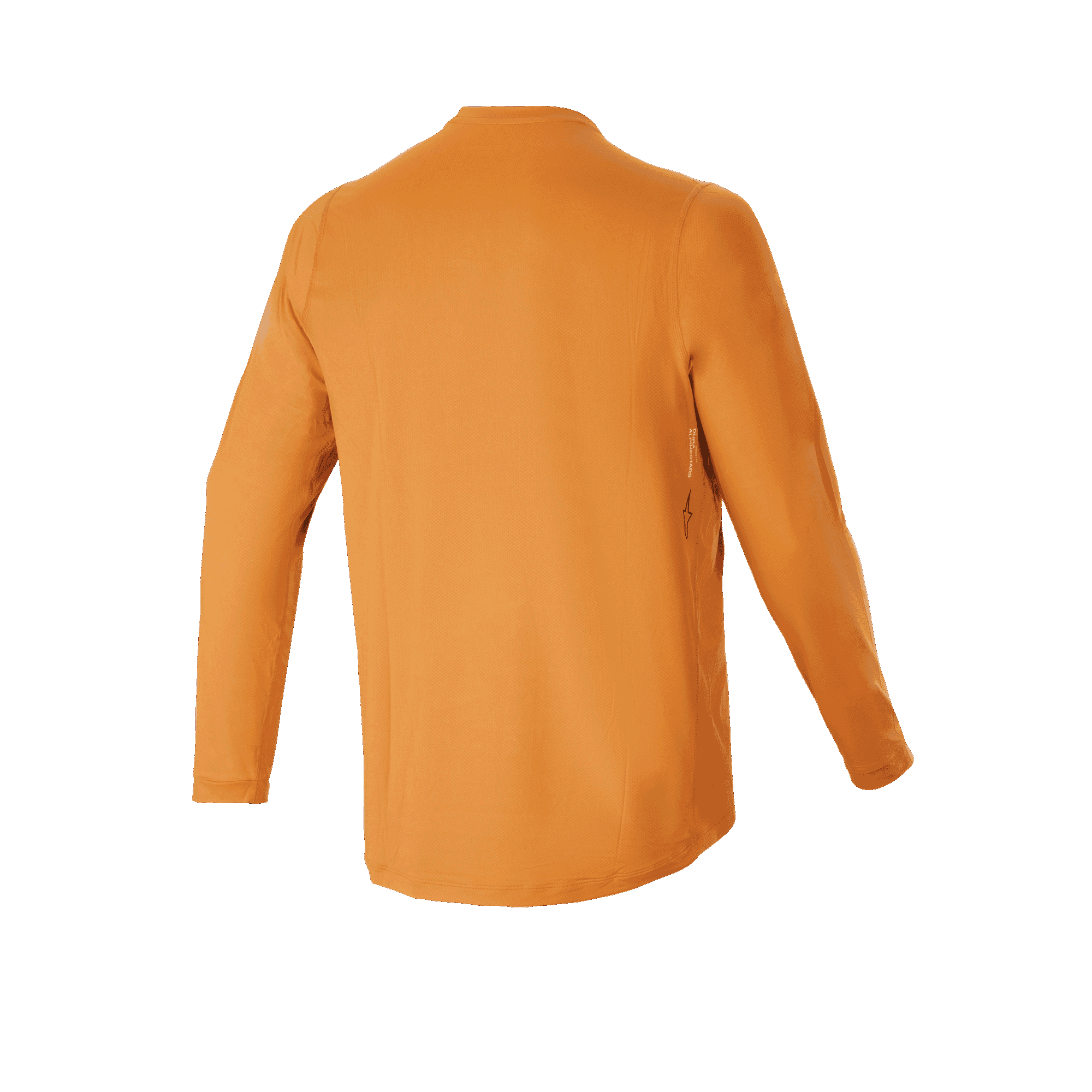Alpinestars A-Dura Rocker Langarmtrikot, Mountainbike-Trikot, Dunkelgold, Rückansicht, mit verlängertem Rückenteil für optimale Abdeckung und Performance-Jacquard-Material