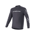 Alpinestars A-Dura Switch Langarmtrikot, Schwarz, weiße Alpinestars-Wortmarke auf der Brust und Stern-Logos auf den Ärmeln, leichtes Funktionsmaterial, MTB-Radbekleidung