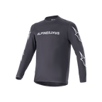 Alpinestars A-Dura Switch Langarmtrikot, Schwarz, weiße Alpinestars-Wortmarke auf der Brust und Stern-Logos auf den Ärmeln, leichtes Funktionsmaterial, MTB-Radbekleidung