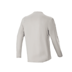 Alpinestars A-Dura Switch Langarmtrikot, Hellgrau, Rückansicht mit langen Ärmeln und längerem abfallendem Saum, leichtes feuchtigkeitsableitendes Jacquard-Gewebe für Mountainbiking
