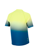 Youth A-Dura Astars Trikot 2.0, Kurzarm-MTB-Jersey, gelb-blauer Farbverlauf, Rückansicht mit verlängertem Drop-Tail.