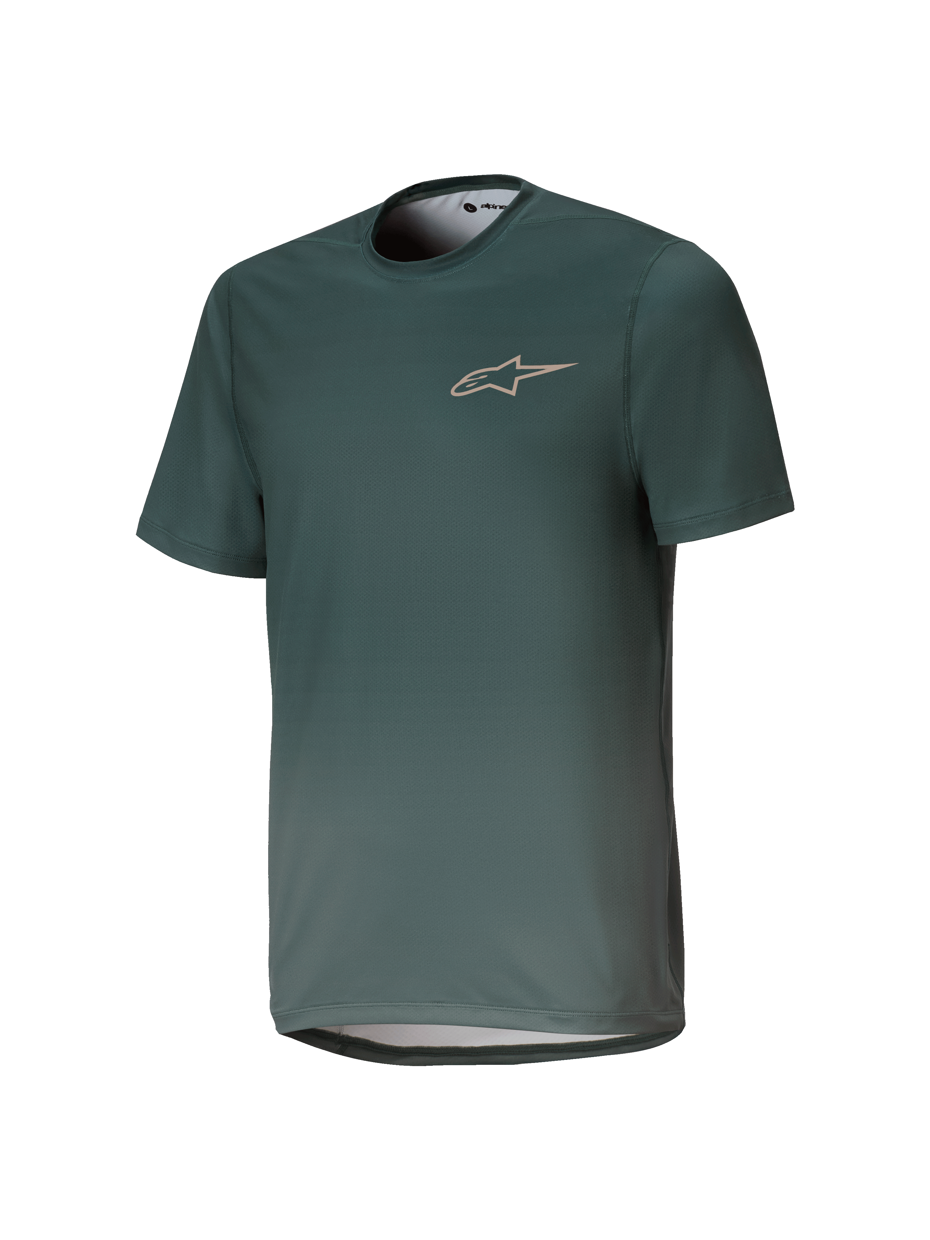 Alpinestars Youth A-Dura Rise Jersey, kurzärmliges MTB-Trikot für Jugendliche, Silver Pine Grün, Rundhalsausschnitt mit dezentem Brustlogo, leichtes atmungsaktives Jacquard-Gewebe, reguläre Passform