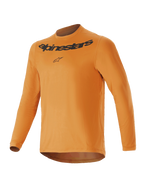 Alpinestars Youth A-Dura Rocker Langarm-Jersey, Dunkelgold, mit schwarzem Alpinestars-Schriftzug und Logo auf der Brust, Rundhalsausschnitt, verlängerter Rückensaum, leichte Performance-Mountainbike-Bekleidung
